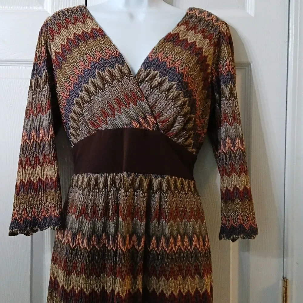 Rabbit Rabbit Rabbit chevron multicolor trendy fun date night dress Sz 12 NWOT